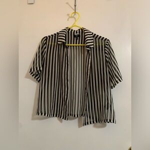 Striped cropped button up